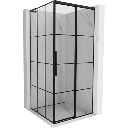 Mexen Rox L Duschkabine rechts verschiebbar 95 x 95 cm, schwarzes Gitter, schwarz - 8C2L-095-095-70-77-P