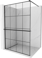 Mexen Kioto+ Duschwand mit Ablage Walk-in 140 x 200 cm, schwarzes Gitter, schwarz - 800-140-121-70-77