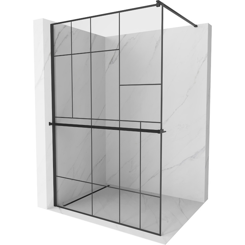Mexen Kioto+ Duschwand mit Ablage Walk-in 90 x 200 cm, schwarzes Muster, schwarz - 800-090-121-70-78