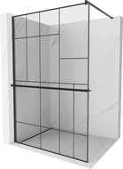 Mexen Kioto+ Duschwand mit Regal Walk-in 110 x 200 cm, schwarzes Muster, schwarz - 800-110-121-70-78