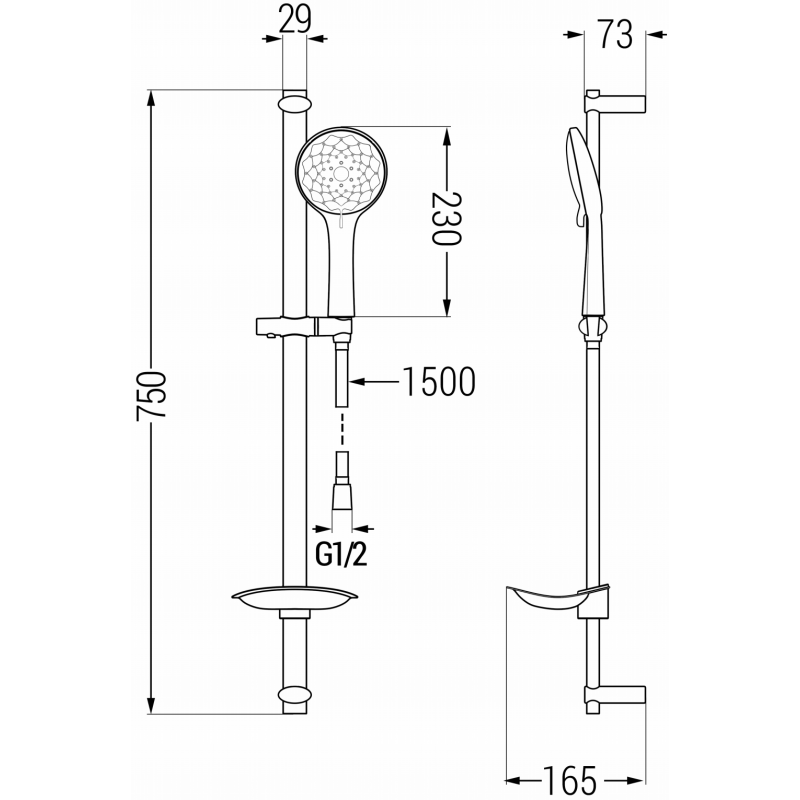 Mexen DB74 schwarzes, verschiebbares Duschset - 785744584-70