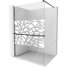 Mexen Kioto+ Duschabtrennung mit Regal Walk-in 130 x 200 cm, weißes Muster, schwarz - 800-130-121-70-85