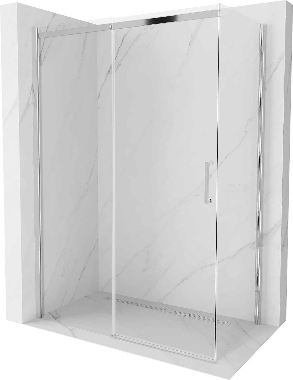 Mexen Omega ausziehbare Duschabtrennung 140 x 80 cm, Transparent, Chrom - 825-140-080-01-00