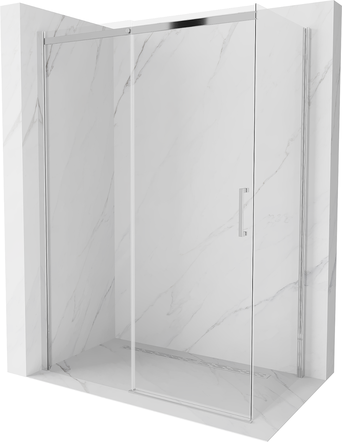 Mexen Omega ausziehbare Duschabtrennung 160 x 90 cm, Transparent, Chrom - 825-160-090-01-00