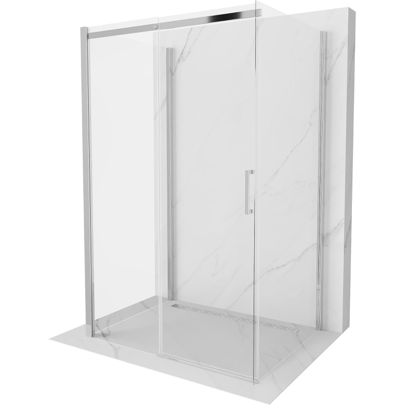 Mexen Omega-3S Duschkabine 3-seitig, Schiebetür 110 x 100 cm, transparent, Chrom - 825-110-100-01-00-3S