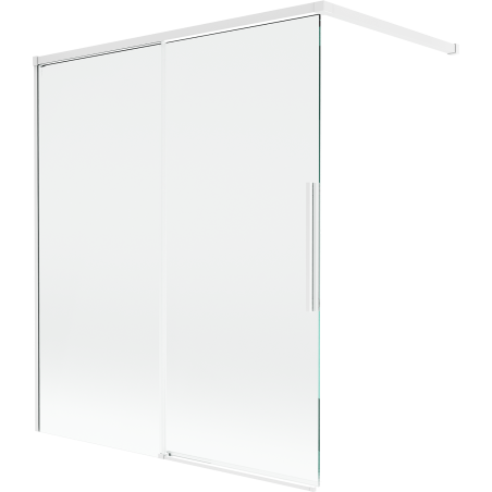Mexen Rox Badewannenfaltwand 2-flügelig, verschiebbar, 140 x 150 cm, transparent, weiß - 8C9-140-003-20-00