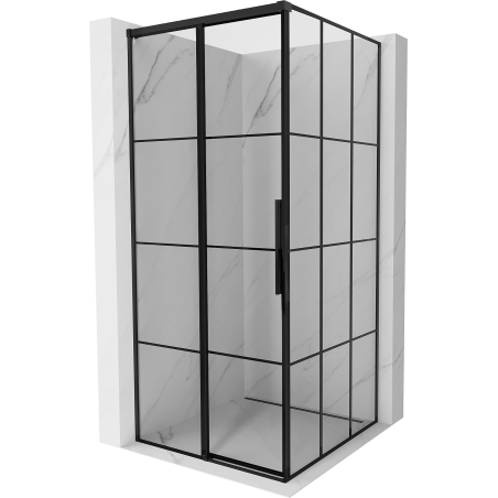 Mexen Rox Duschkabine Schiebetür links 90 x 90 cm, Schwarz kariert, Schwarz - 8C2-090-090-70-77-L