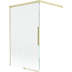 Mexen Rox Duschwand 2-flügelig verschiebbar 100 x 150 cm, transparent, gebürstetes Gold - 8C9-100-003-55-00