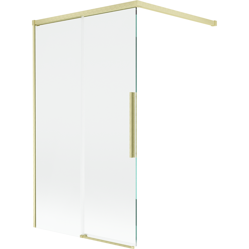 Mexen Rox Duschwand 2-flügelig verschiebbar 100 x 150 cm, transparent, gebürstetes Gold - 8C9-100-003-55-00