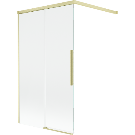 Mexen Rox Duschwand 2-flügelig verschiebbar 100 x 150 cm, transparent, gebürstetes Gold - 8C9-100-003-55-00
