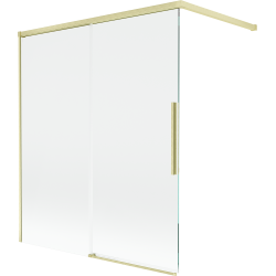 Mexen Rox Duschwand 2-flügelig verschiebbar 140 x 150 cm, transparent, gebürstetes Gold - 8C9-140-003-55-00