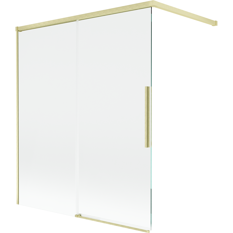 Mexen Rox Duschwand 2-flügelig verschiebbar 140 x 150 cm, transparent, gebürstetes Gold - 8C9-140-003-55-00