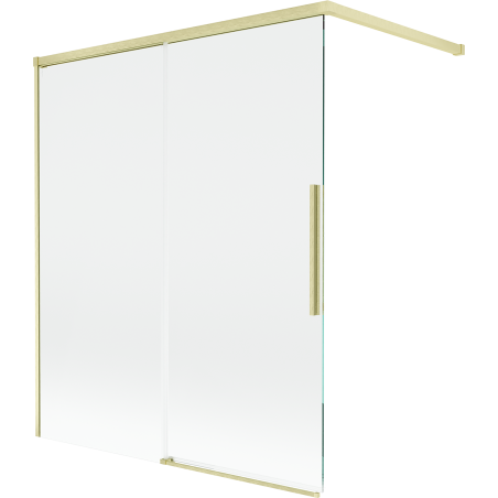 Mexen Rox Duschwand 2-flügelig verschiebbar 140 x 150 cm, transparent, gebürstetes Gold - 8C9-140-003-55-00