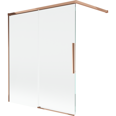Mexen Rox Duschabtrennung für die Badewanne, 2-flügelig, verschiebbar, 140 x 150 cm, transparent, Roségold - 8C9-140-003-60-00