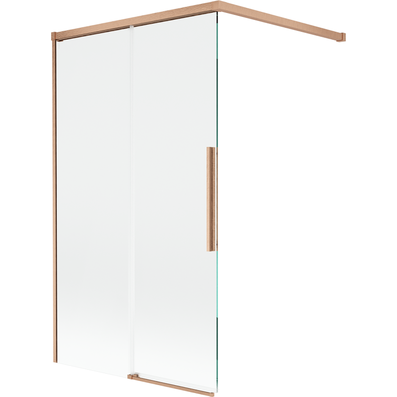 Mexen Rox Duschwand 2-flügelig verschiebbar 100 x 150 cm, transparent, gebürstetes Kupfer - 8C9-100-003-65-00
