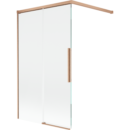 Mexen Rox Duschwand 2-flügelig verschiebbar 100 x 150 cm, transparent, gebürstetes Kupfer - 8C9-100-003-65-00