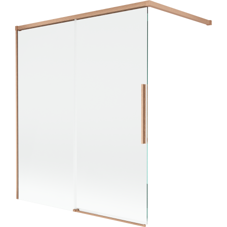 Mexen Rox 2-flügelige, verschiebbare Badewannenfaltwand 140 x 150 cm, transparent, gebürstetes Kupfer - 8C9-140-003-65-00