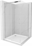 Mexen Omega Schiebetür-Duschkabine 100 x 100 cm, transparent, Chrom + Duschwanne Flat - 825-100-100-01-00-4010