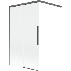 Mexen Rox Duschwand für Badewanne 2-flügelig verschiebbar 100 x 150 cm, transparent, gebürstetes Gun Grau - 8C9-100-003-66-00