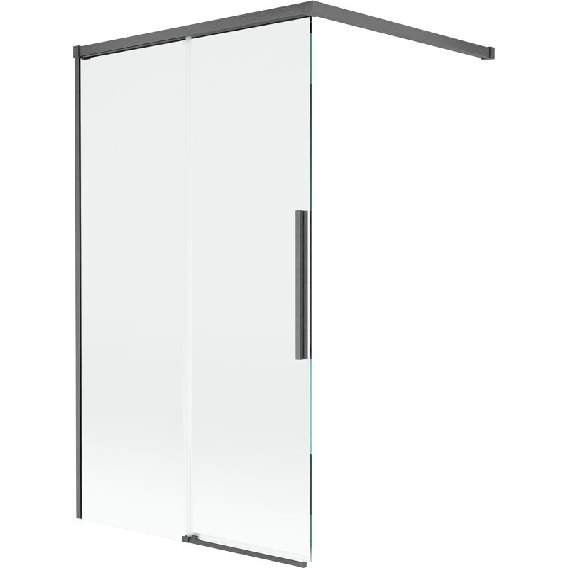 Mexen Rox Duschwand für Badewanne 2-flügelig verschiebbar 100 x 150 cm, transparent, gebürstetes Gun Grau - 8C9-100-003-66-00