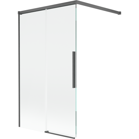 Mexen Rox Duschwand für Badewanne 2-flügelig verschiebbar 100 x 150 cm, transparent, gebürstetes Gun Grau - 8C9-100-003-66-00