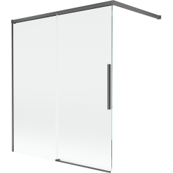 Mexen Rox Duschwand 2-flügelig verschiebbar 140 x 150 cm, transparent, gun gray gebürstet - 8C9-140-003-66-00