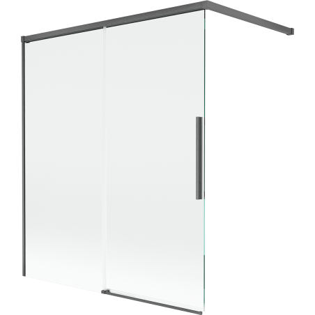 Mexen Rox Duschwand 2-flügelig verschiebbar 140 x 150 cm, transparent, gun gray gebürstet - 8C9-140-003-66-00