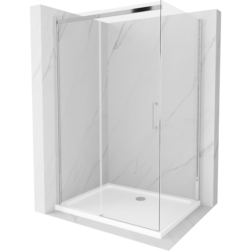 Mexen Omega duschkabine schiebbar 110 x 100 cm, transparent, chrom + Duschwanne Flat - 825-110-100-01-00-4010