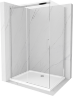 Mexen Omega 120 x 70 cm Schiebeduschkabine, transparent, Chrom + Flat Duschwanne - 825-120-070-01-00-4010