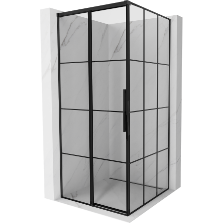 Mexen Rox Schiebeduschkabine links 95 x 95 cm, schwarzes Gitter, schwarz - 8C2-095-095-70-77-L
