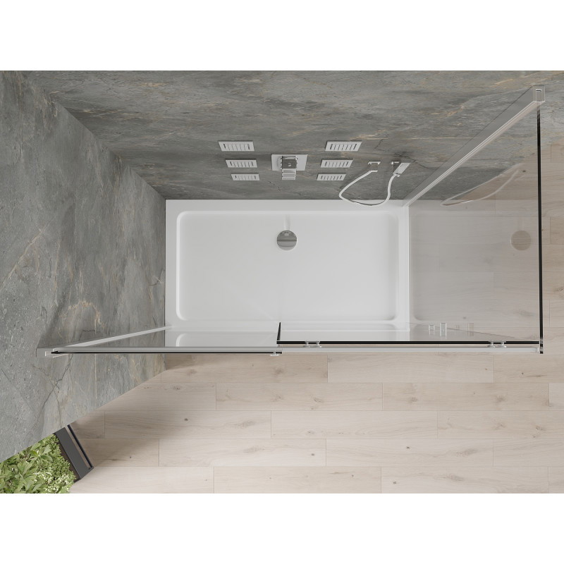 Mexen Omega 130 x 70 cm Schiebeduschkabine, transparent, Chrom + Flat Duschwanne - 825-130-070-01-00-4010