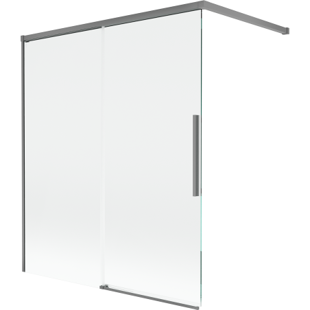 Mexen Rox 2-flügelige, verschiebbare Badewannenabtrennung 140 x 150 cm, transparent, Gun Metal - 8C9-140-003-95-00