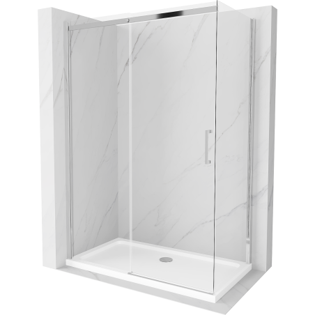 Mexen Omega 130 x 70 cm Schiebeduschkabine, transparent, Chrom + Flat Duschwanne - 825-130-070-01-00-4010