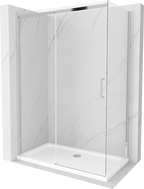 Mexen Omega 130 x 70 cm Schiebeduschkabine, transparent, Chrom + Flat Duschwanne - 825-130-070-01-00-4010