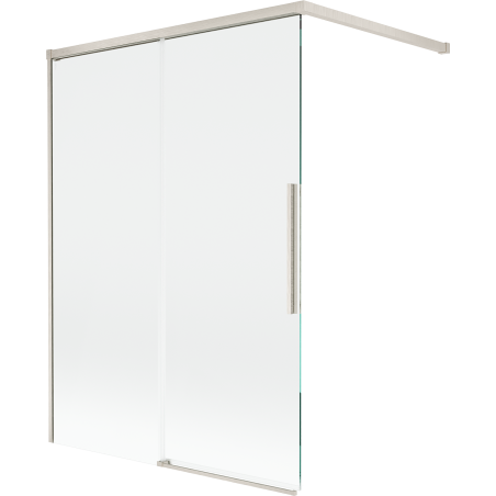 Mexen Rox Wannenschirm 2-flügelig, verschiebbar 120 x 150 cm, transparent, gebürsteter Nickel - 8C9-120-003-97-00