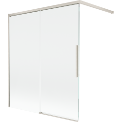 Mexen Rox Badewannenfaltwand 2-flügelig verschiebbar 140 x 150 cm, transparent, gebürstetes Nickel - 8C9-140-003-97-00