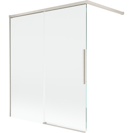 Mexen Rox Badewannenfaltwand 2-flügelig verschiebbar 140 x 150 cm, transparent, gebürstetes Nickel - 8C9-140-003-97-00