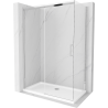 Mexen Omega Schiebeduschkabine 140 x 70 cm, transparent, Chrom + Duschtasse Flat - 825-140-070-01-00-4010