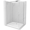 Mexen Omega Schiebetür-Duschkabine 140 x 90 cm, transparent, Chrom + Flat Duschwanne - 825-140-090-01-00-4010