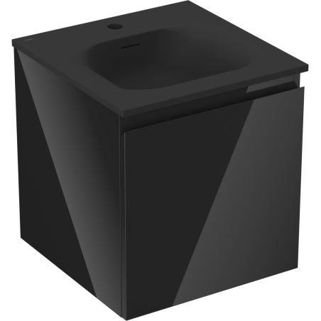 Mexen Orio Badezimmerschrank 45 cm mit Waschbecken Vela, 1 Schublade, schwarz glänzend/schwarz matt - 91A10-04547-1-BF70-W23M71