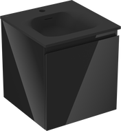 Mexen Orio Badezimmerschrank 45 cm mit Waschbecken Vela, 1 Schublade, schwarz glänzend/schwarz matt - 91A10-04547-1-BF70-W23M71