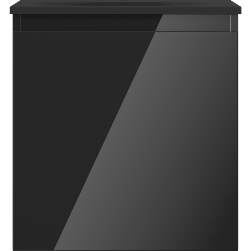 Mexen Orio Badezimmerschrank 45 cm mit Waschbecken Vela, 1 Schublade, schwarz glänzend/schwarz matt - 91A10-04547-1-BF70-W23M71