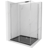 Mexen Omega verschiebbare Duschkabine 100 x 80 cm, transparent, chrom + Flat Duschwanne, schwarz - 825-100-080-01-00-4070