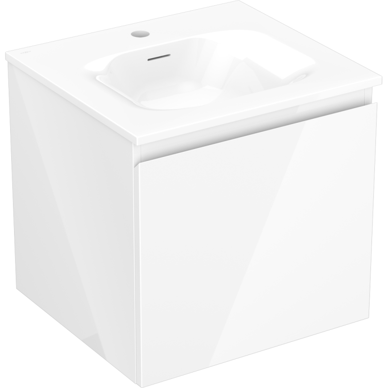 Mexen Orio Badezimmerschrank 50 cm mit Waschbecken Vela, 1 Schublade, weiß glänzend - 91A10-05047-1-BF00-W23M00