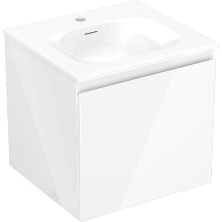 Mexen Orio Badezimmerschrank 50 cm mit Waschbecken Vela, 1 Schublade, weiß glänzend - 91A10-05047-1-BF00-W23M00