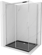Mexen Omega Duschkabine zum Schieben 120 x 80 cm, transparent, chrom + Duschwanne Flat, schwarz - 825-120-080-01-00-4070