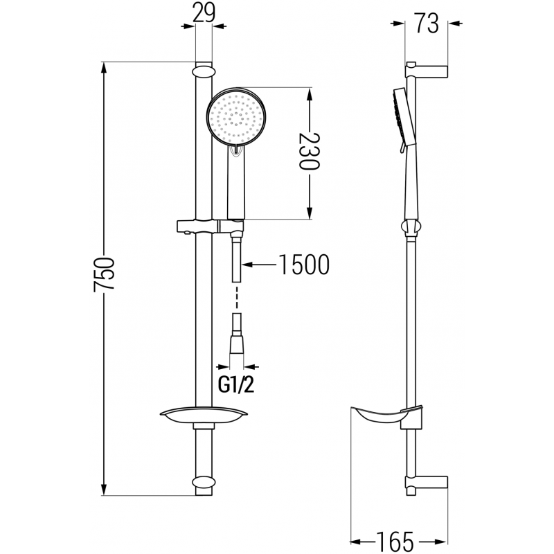 Mexen DB75 verstellbares Duschset, Chrom - 785754584-02