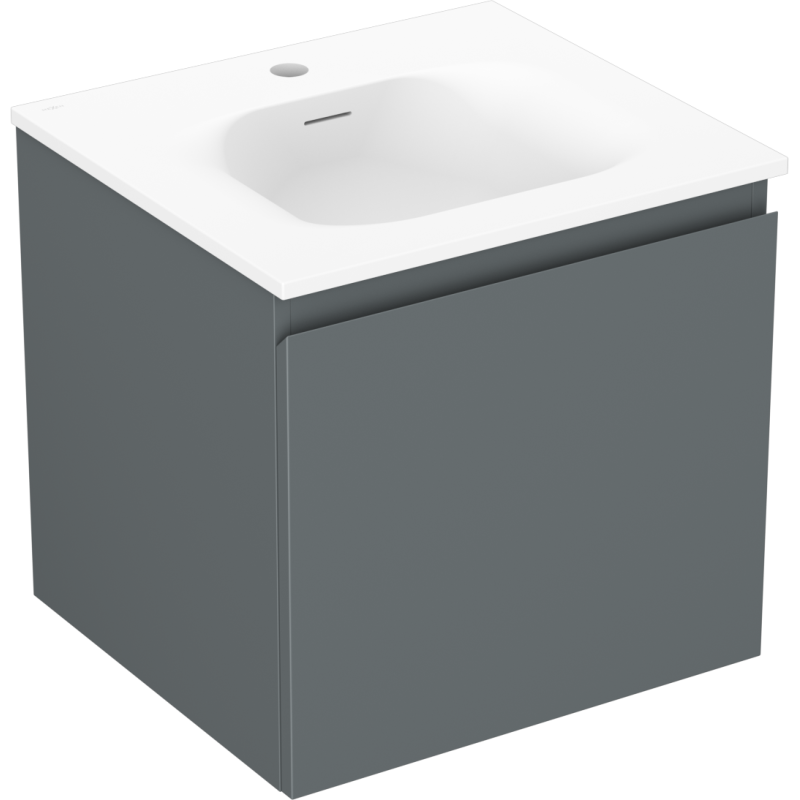 Mexen Orio Badezimmerschrank 50 cm mit Waschbecken Vela, 1 Schublade, Graphit matt/Weiß matt - 91A10-05047-1-BF66-W23M01