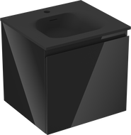 Mexen Orio Badezimmerschrank 50 cm mit Waschbecken Vela, 1 Schublade, Schwarz glänzend/Schwarz matt - 91A10-05047-1-BF70-W23M71