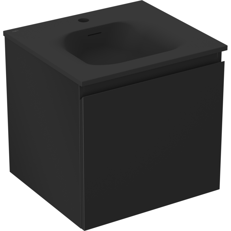 Mexen Orio Badezimmerschrank 50 cm mit Waschbecken Vela, 1 Schublade, Schwarz Matt - 91A10-05047-1-BF71-W23M71
